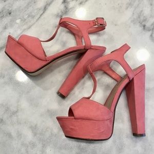 Steve Madden coral/pink platform heels